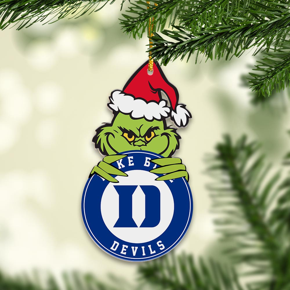 Sportswearmerch Duke Blue Devils NCAA x Grinch Christmas Acrylic Ornament For Fans