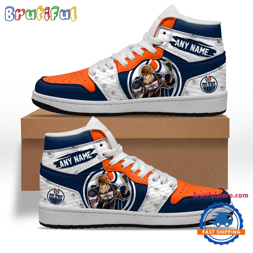 Sportswearmerch Edmonton Oilers NHL AJ1 High Sneakers Shoes For Men And Women