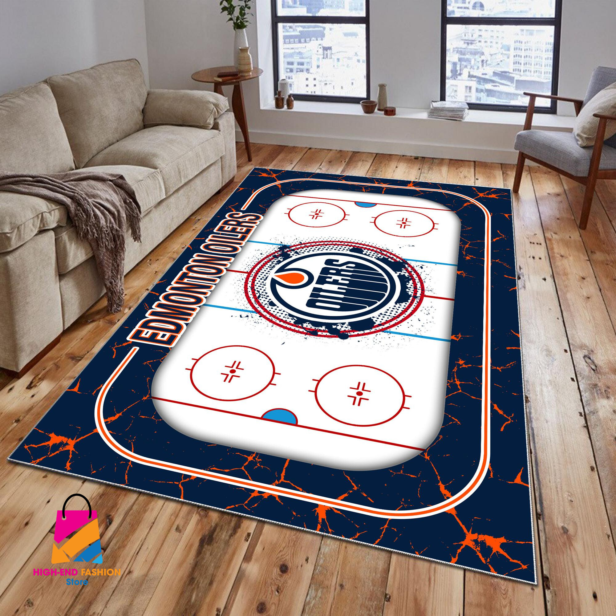 Sportswearmerch Edmonton Oilers NHL Area Rug For Fan