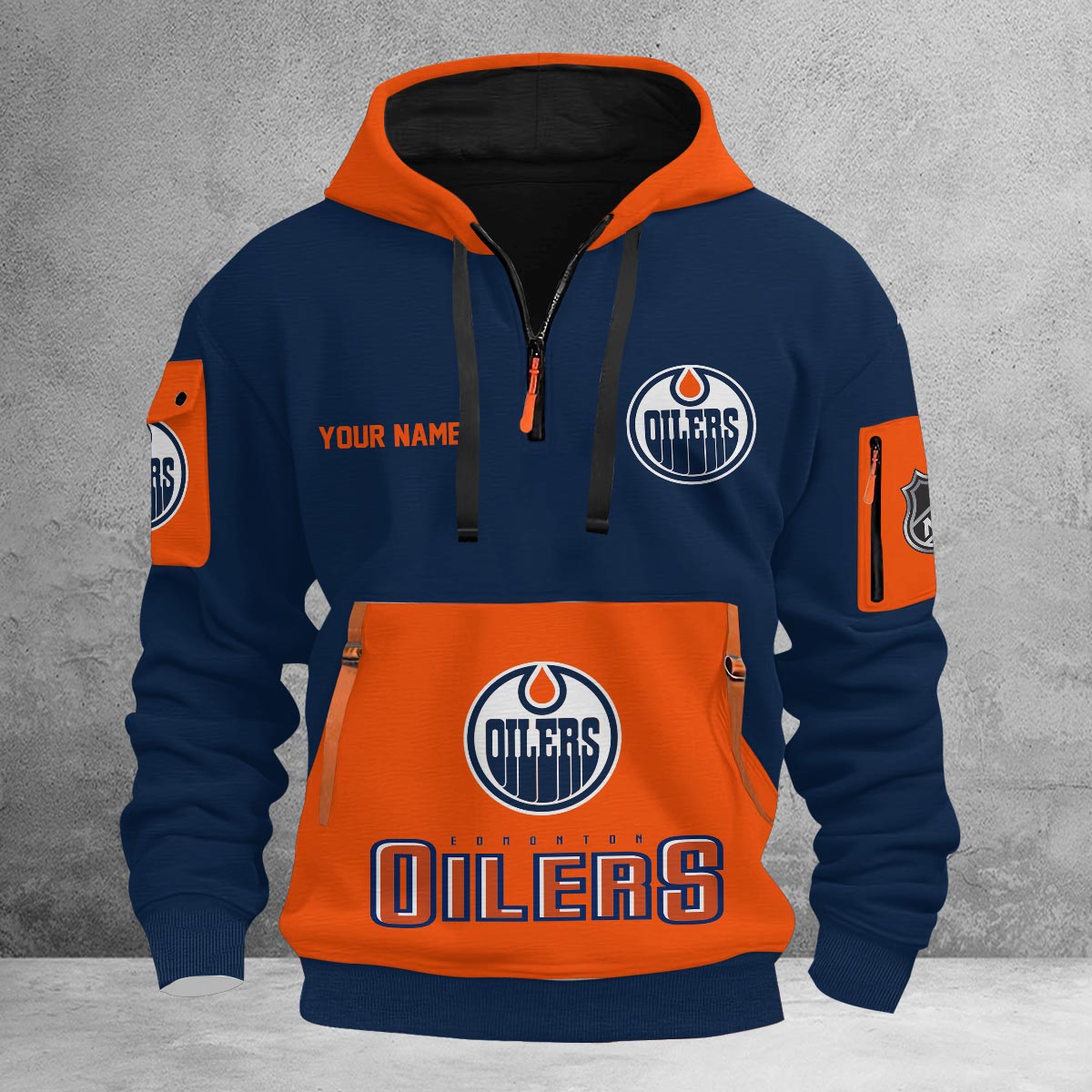 Sportswearmerch Edmonton Oilers NHL Half Zip Hoodie Personalized For Fan