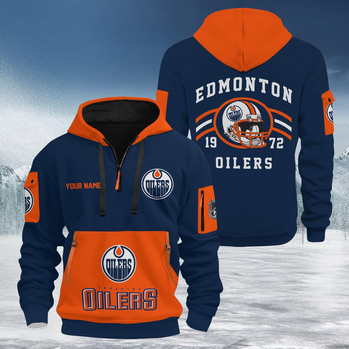 Sportswearmerch Edmonton Oilers NHL Half Zip Hoodie Personalized For Fan