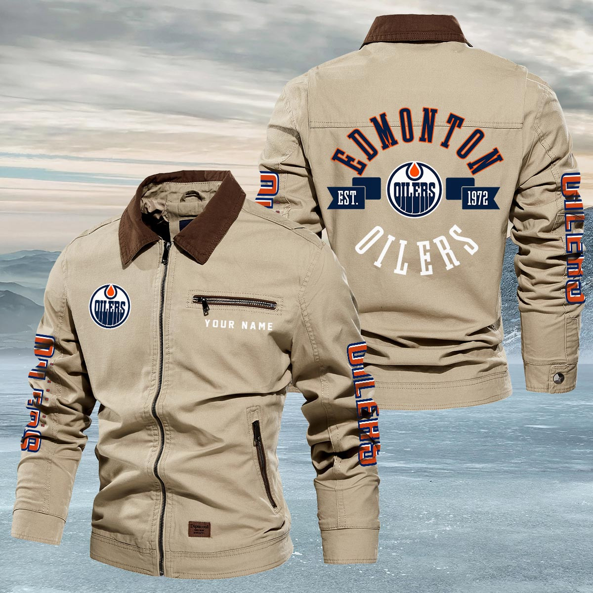Sportswearmerch Edmonton Oilers NHL Lapel Jacket For Fan