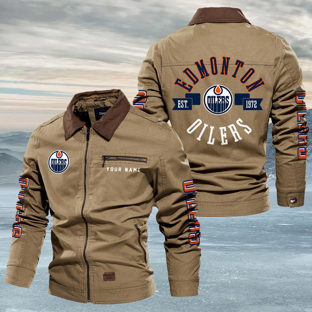 Sportswearmerch Edmonton Oilers NHL Lapel Jacket For Fan