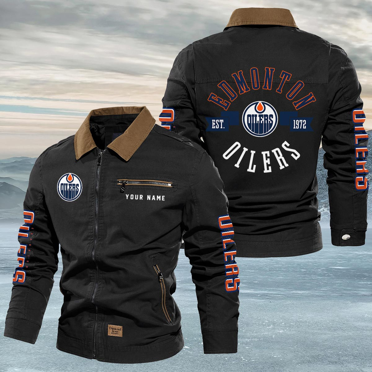 Sportswearmerch Edmonton Oilers NHL Lapel Jacket For Fan