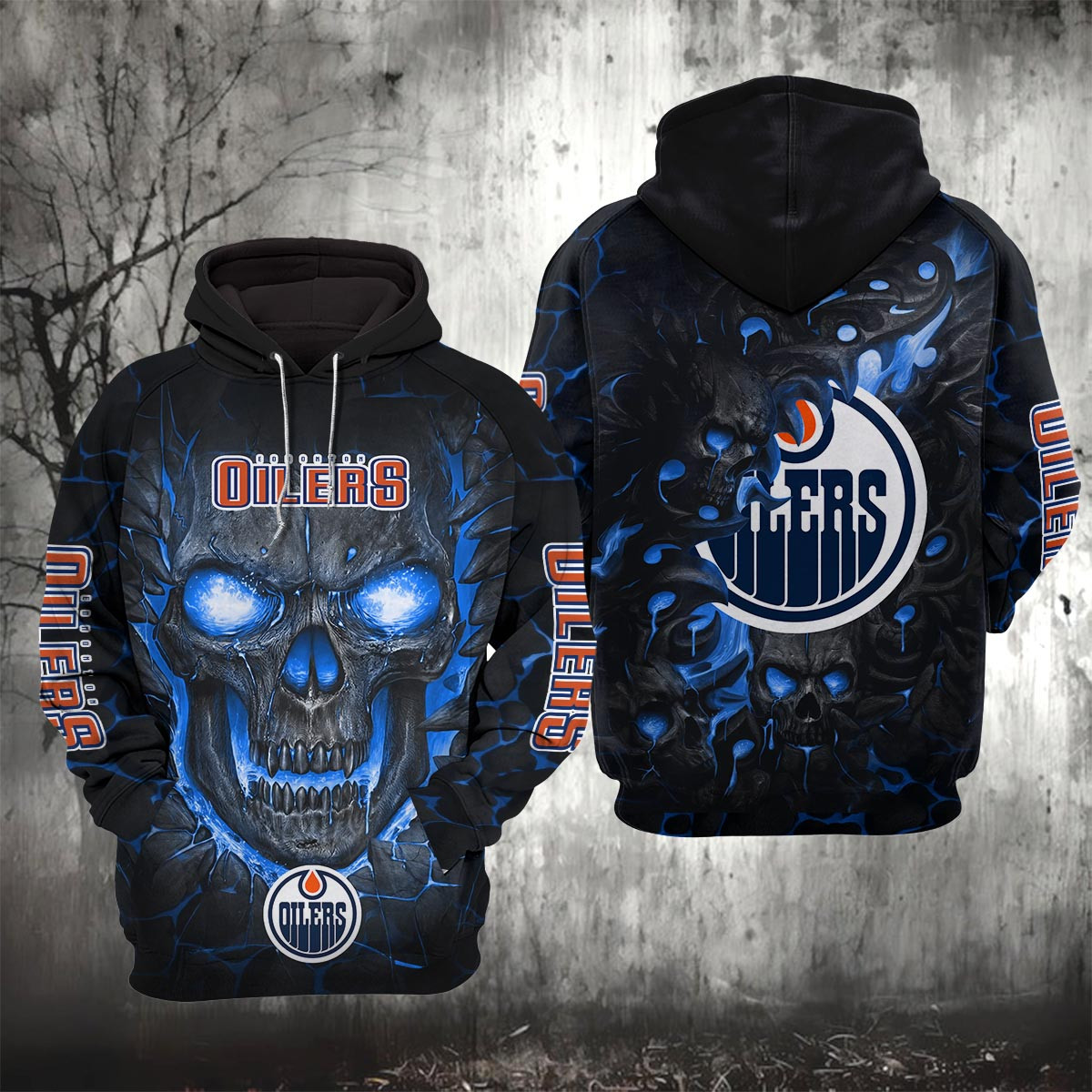 Sportswearmerch Edmonton Oilers NHL Lava Skull Hoodie For Fan