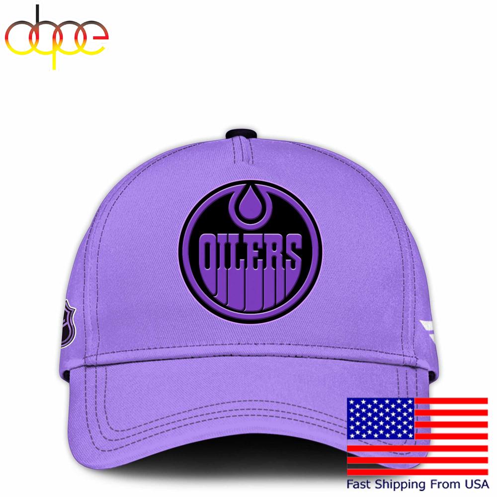 Sportswearmerch Edmonton Oilers NHL Purple Fight Cancer Classic Cap For Fan