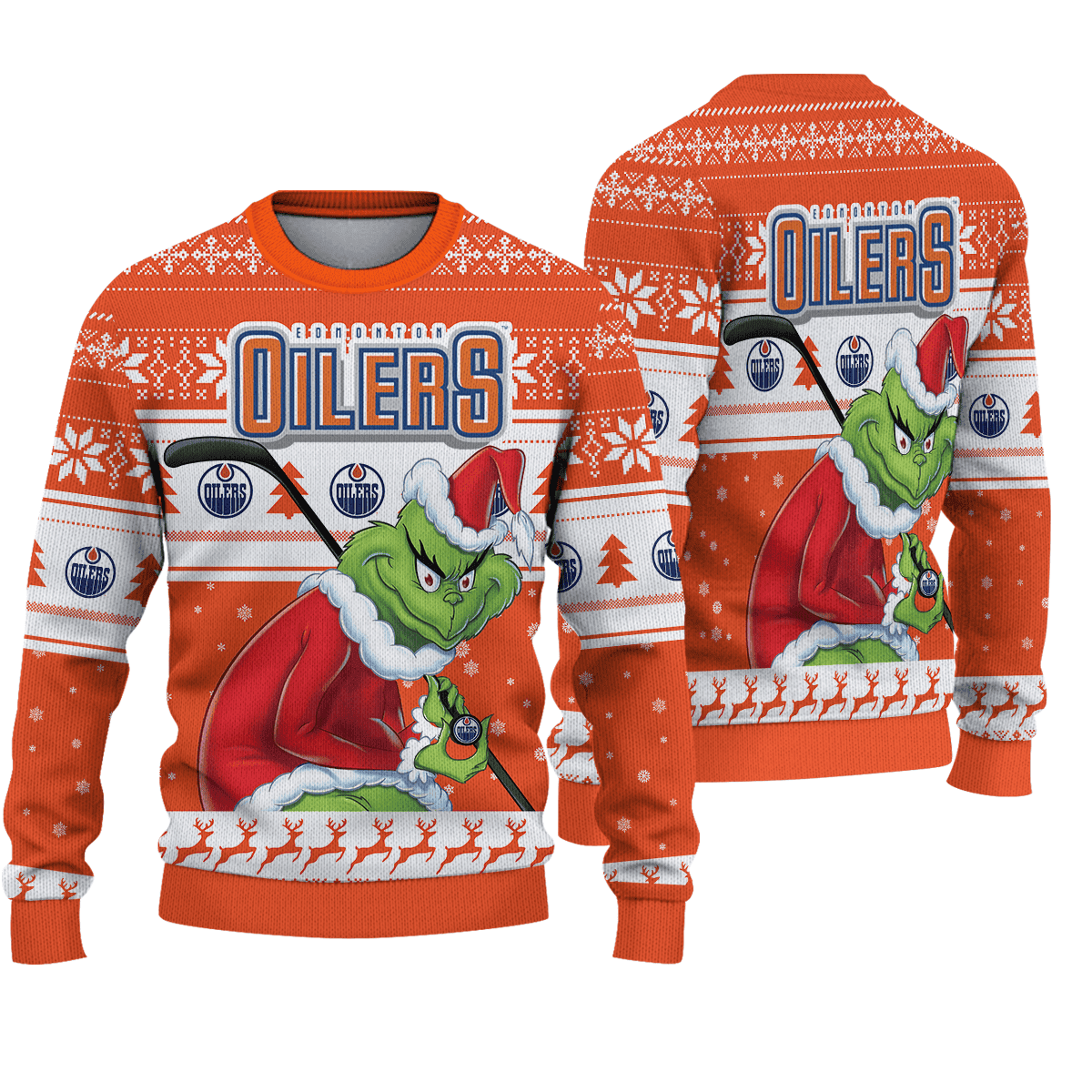 Sportswearmerch Edmonton Oilers NHL x Grinch Christmas Ugly Sweater For Fans