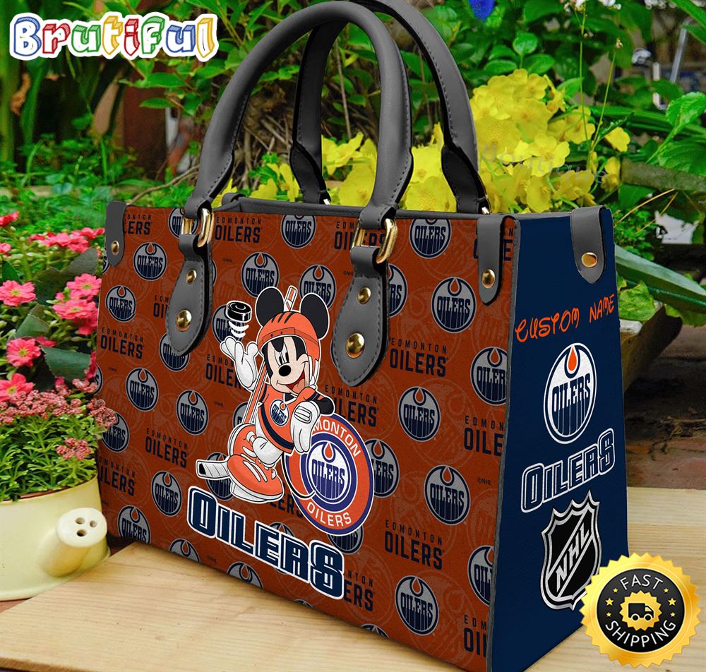 Sportswearmerch Edmonton Oilers NHL x Mickey Leather Handbag For Fan