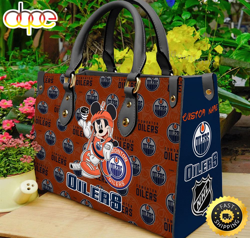 Sportswearmerch Edmonton Oilers NHL x Mickey Women Leather Hand Bag For Fan