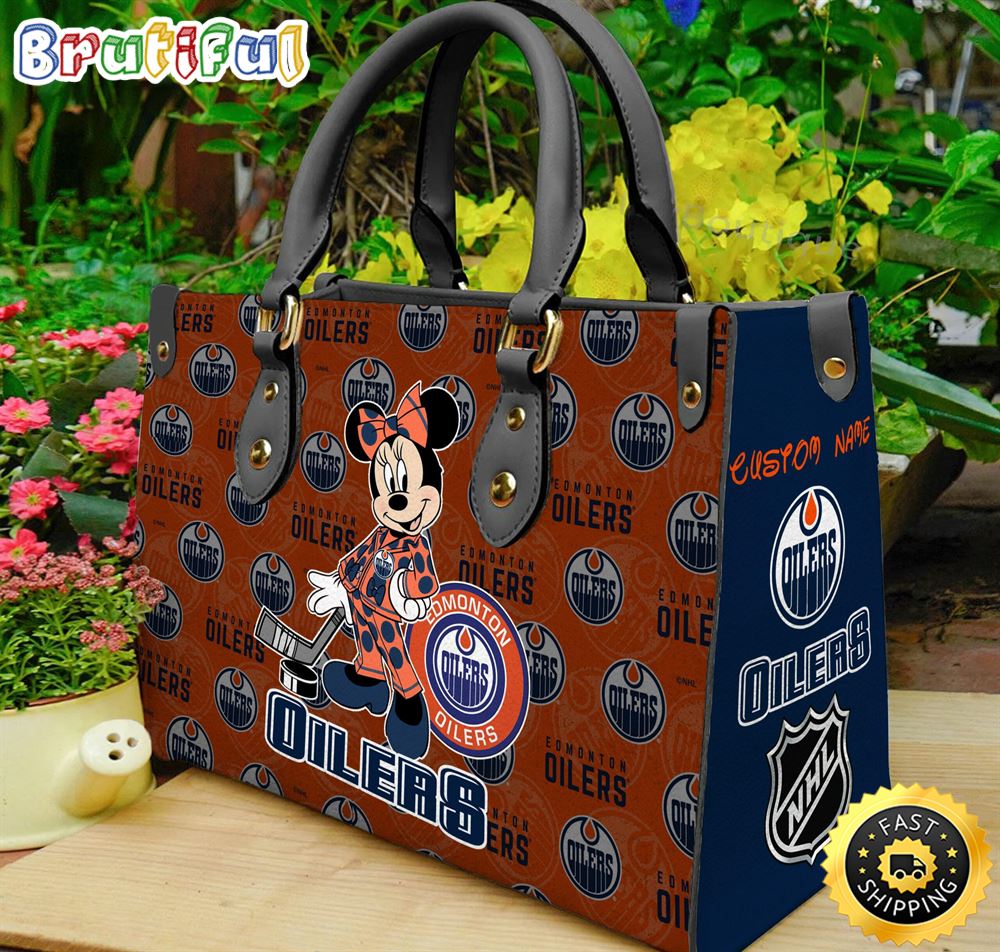 Sportswearmerch Edmonton Oilers NHL x Minnie Leather Handbag For Fan
