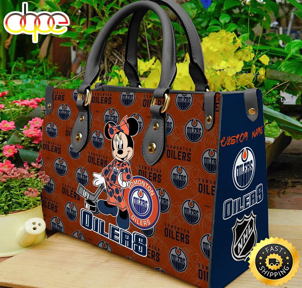 Sportswearmerch Edmonton Oilers NHL x Minnie Women Leather Hand Bag For Fan
