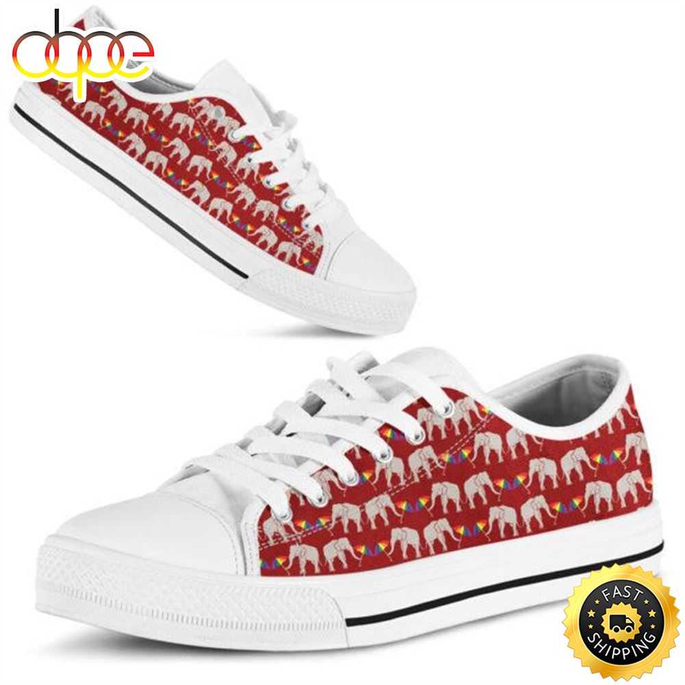 Sportswearmerch Elephant Pattern LGBT Low Top Canvas Sneakers Shoes For Men And Women