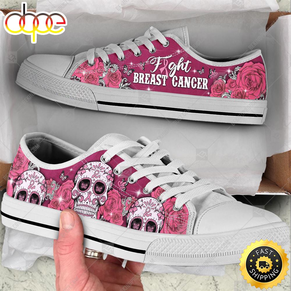 Sportswearmerch Fight Breast Cancer Low Top Canvas Sneakers Shoes For Men And Women