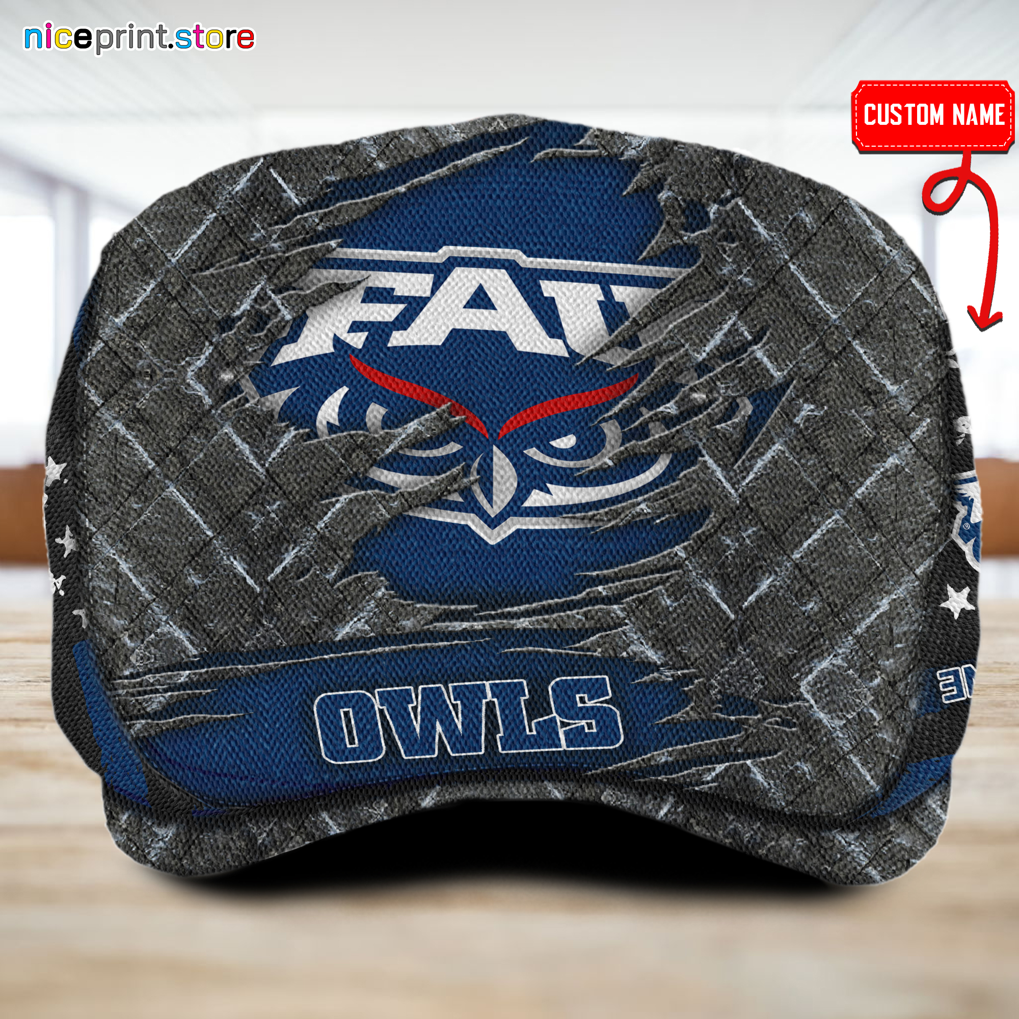 Sportswearmerch Florida Atlantic Owls NCAA Flat Cap For Fan