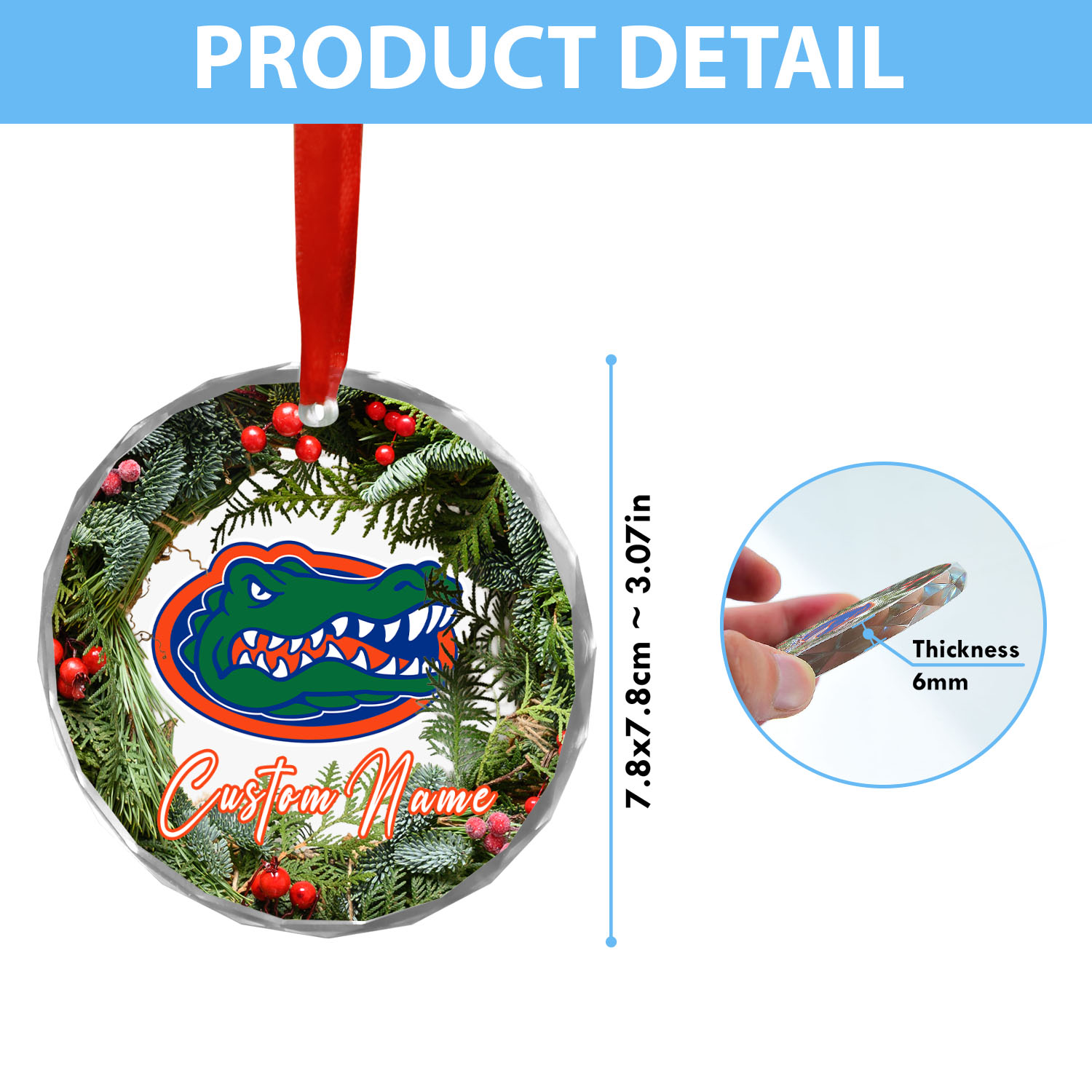 Sportswearmerch Florida Gators NCAA x Christmas Glass Ornament Gift For Fans