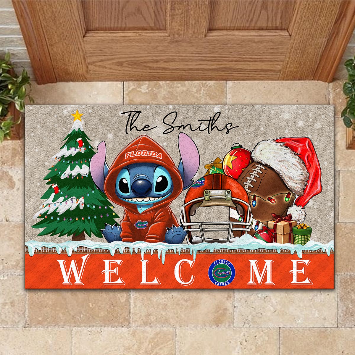 Sportswearmerch Florida Gators NCAA x Cute Stitch Christmas Doormat For Fan