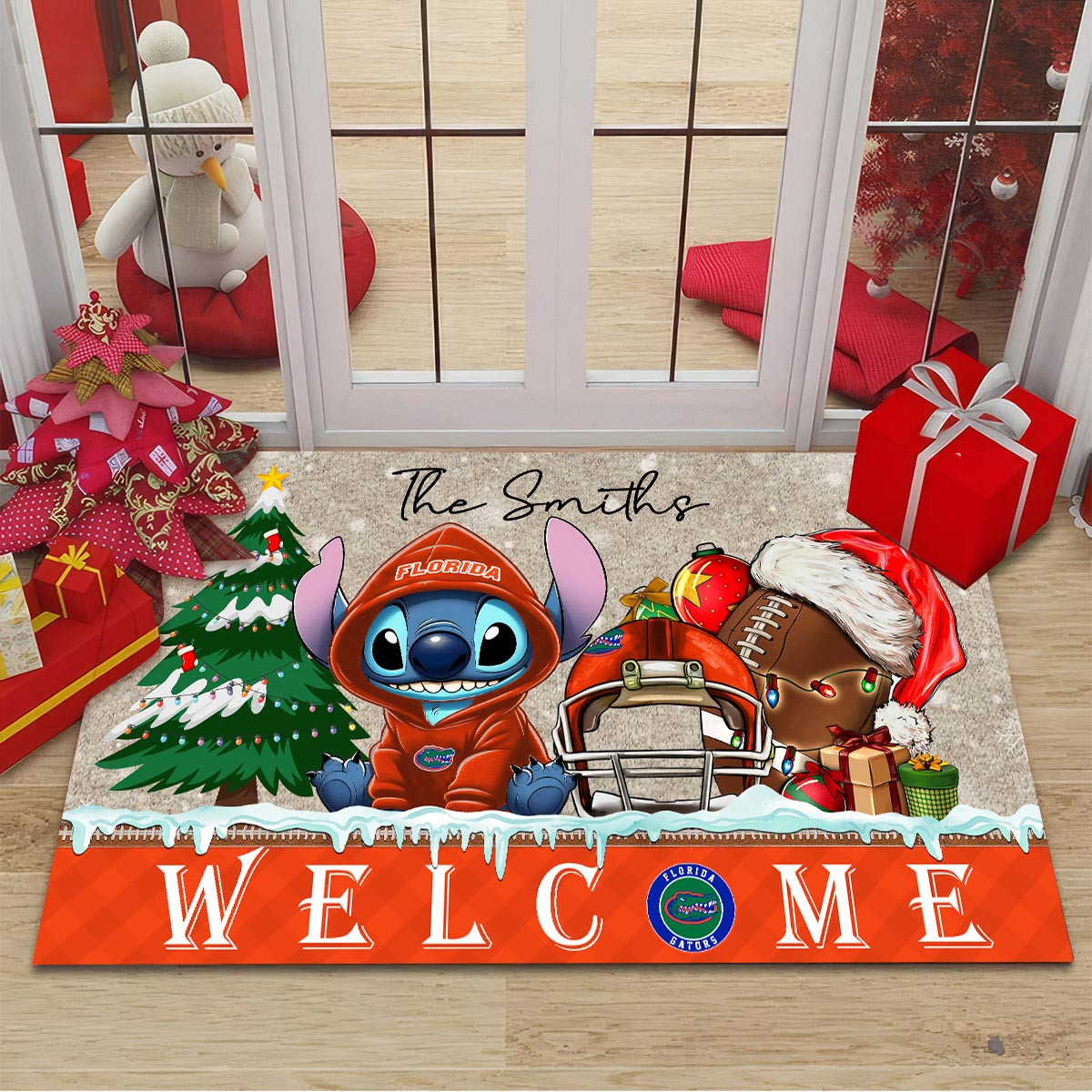 Sportswearmerch Florida Gators NCAA x Cute Stitch Christmas Doormat For Fan