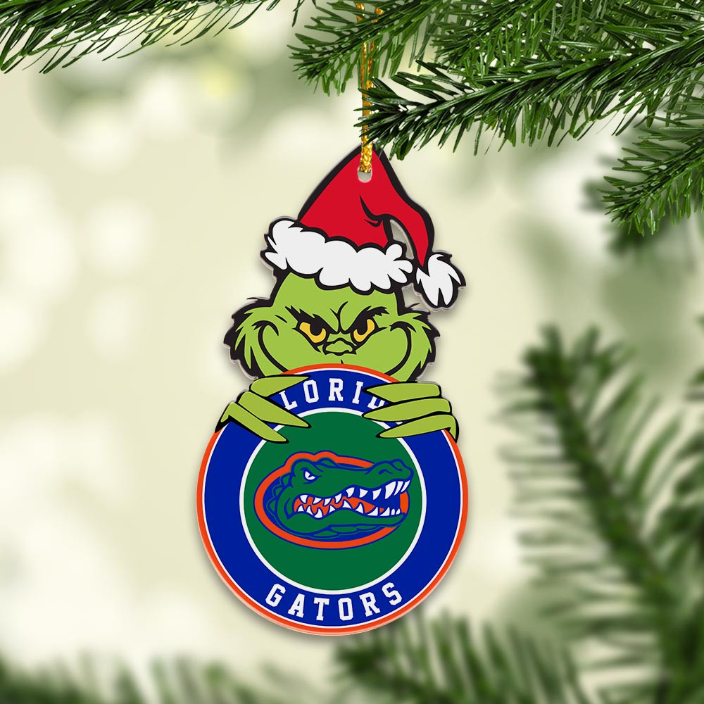 Sportswearmerch Florida Gators NCAA x Grinch Christmas Acrylic Ornament For Fans
