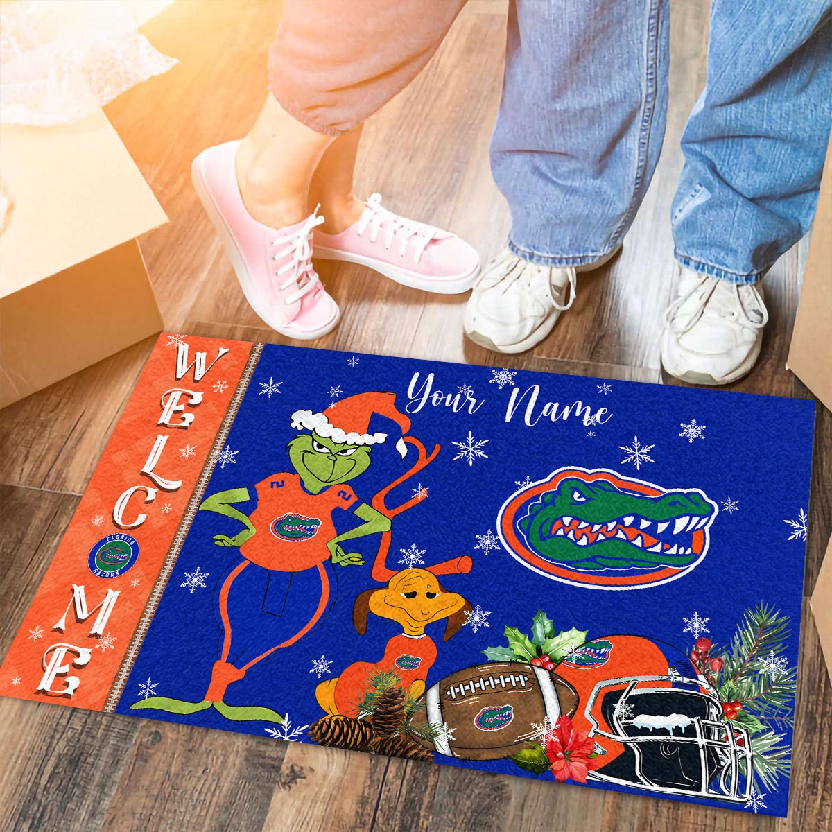Sportswearmerch Florida Gators NCAA x Grinch Christmas Welcome Football Doormat For Fan