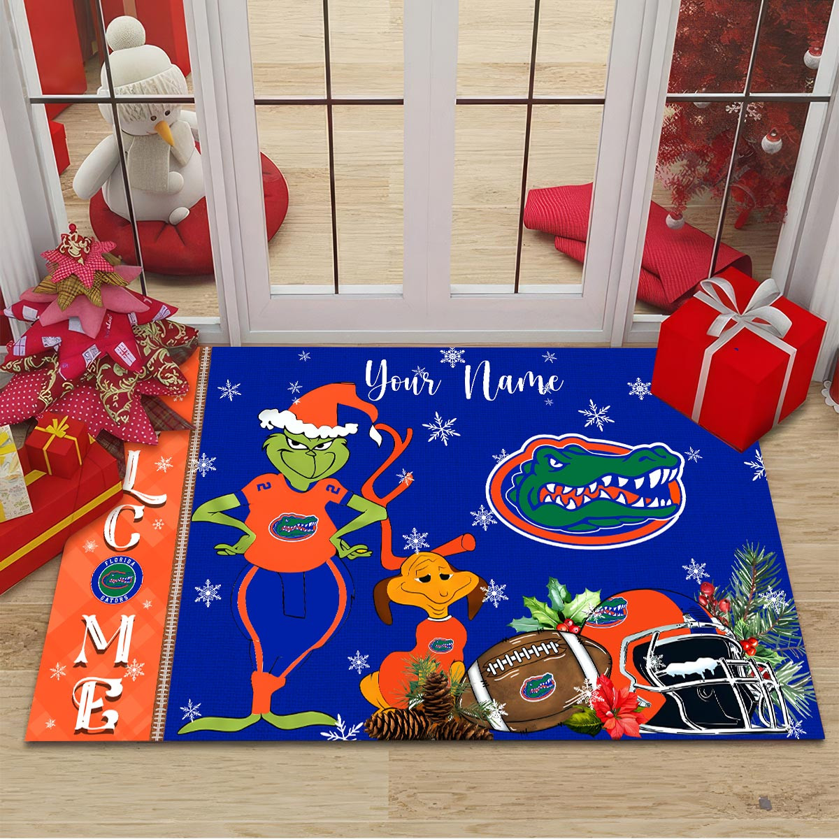Sportswearmerch Florida Gators NCAA x Grinch Christmas Welcome Football Doormat For Fan