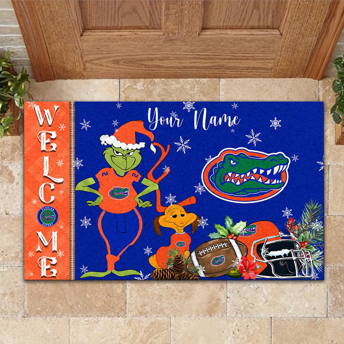 Sportswearmerch Florida Gators NCAA x Grinch Christmas Welcome Football Doormat For Fan