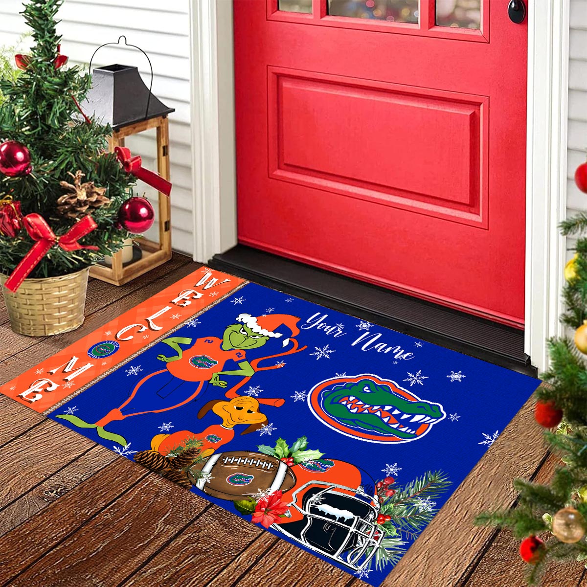 Sportswearmerch Florida Gators NCAA x Grinch Christmas Welcome Football Doormat For Fan