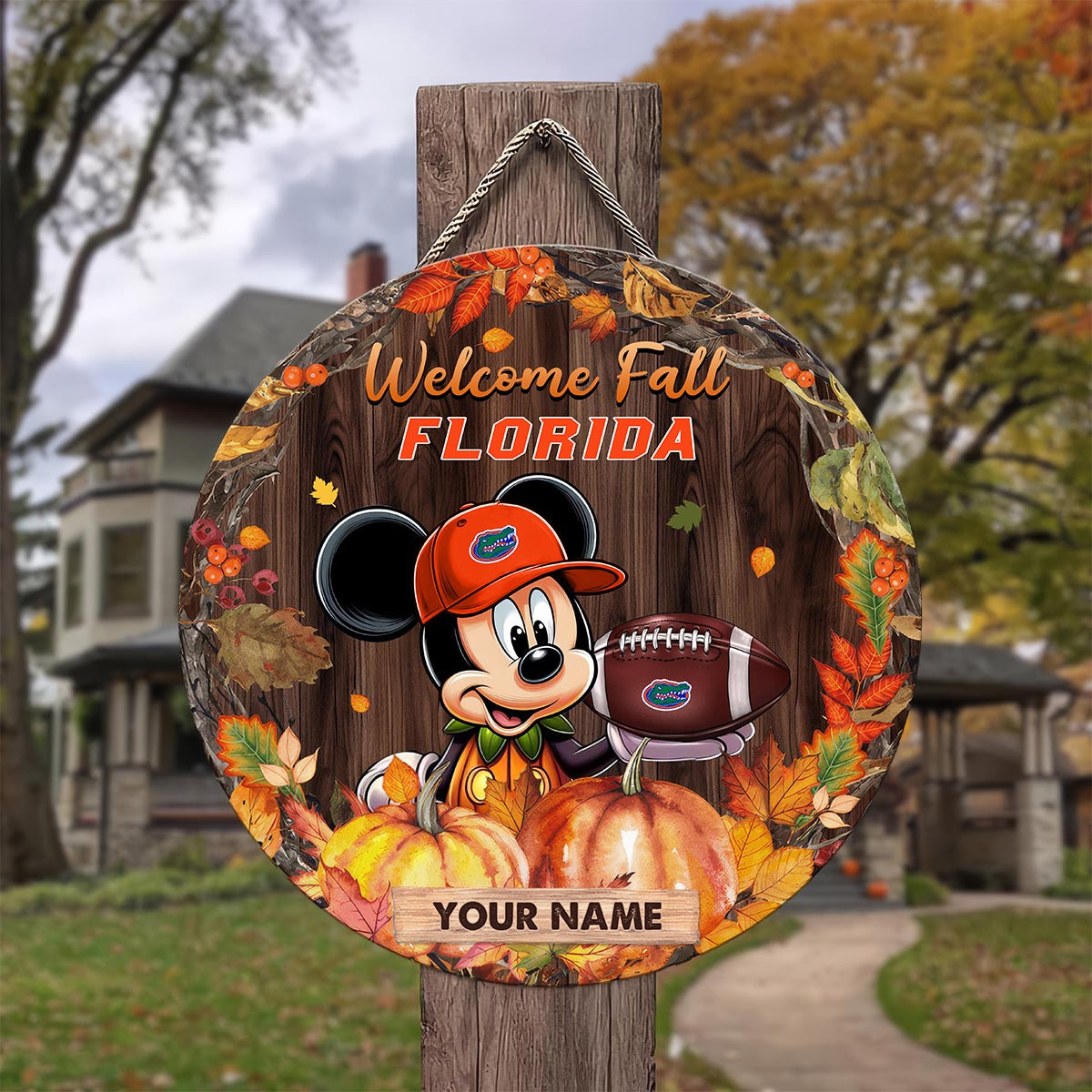 Sportswearmerch Florida Gators NCAA x Mickey Round Wooden Sign For Fan