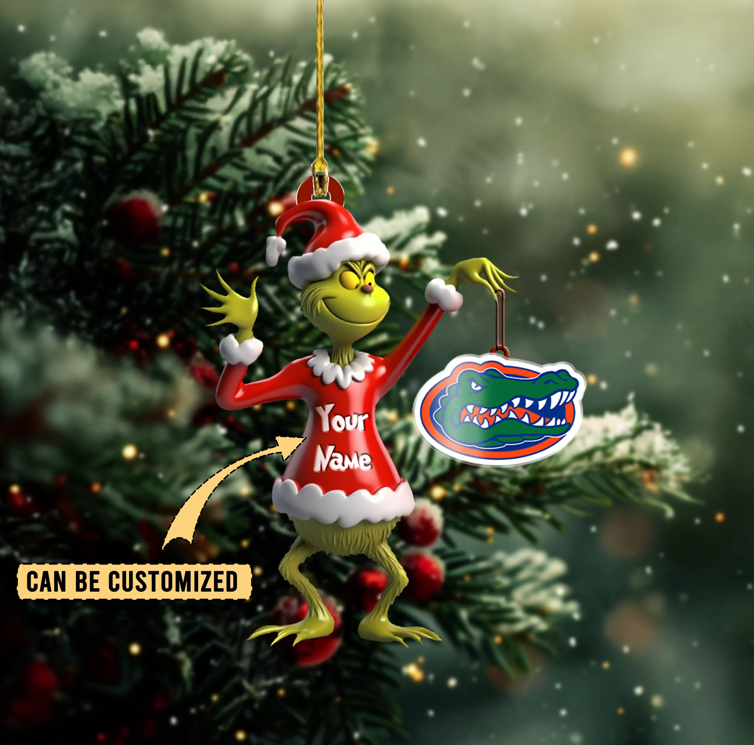 Sportswearmerch Florida Gators NCAA x The Grinch Acrylic Ornament Gift For Fans