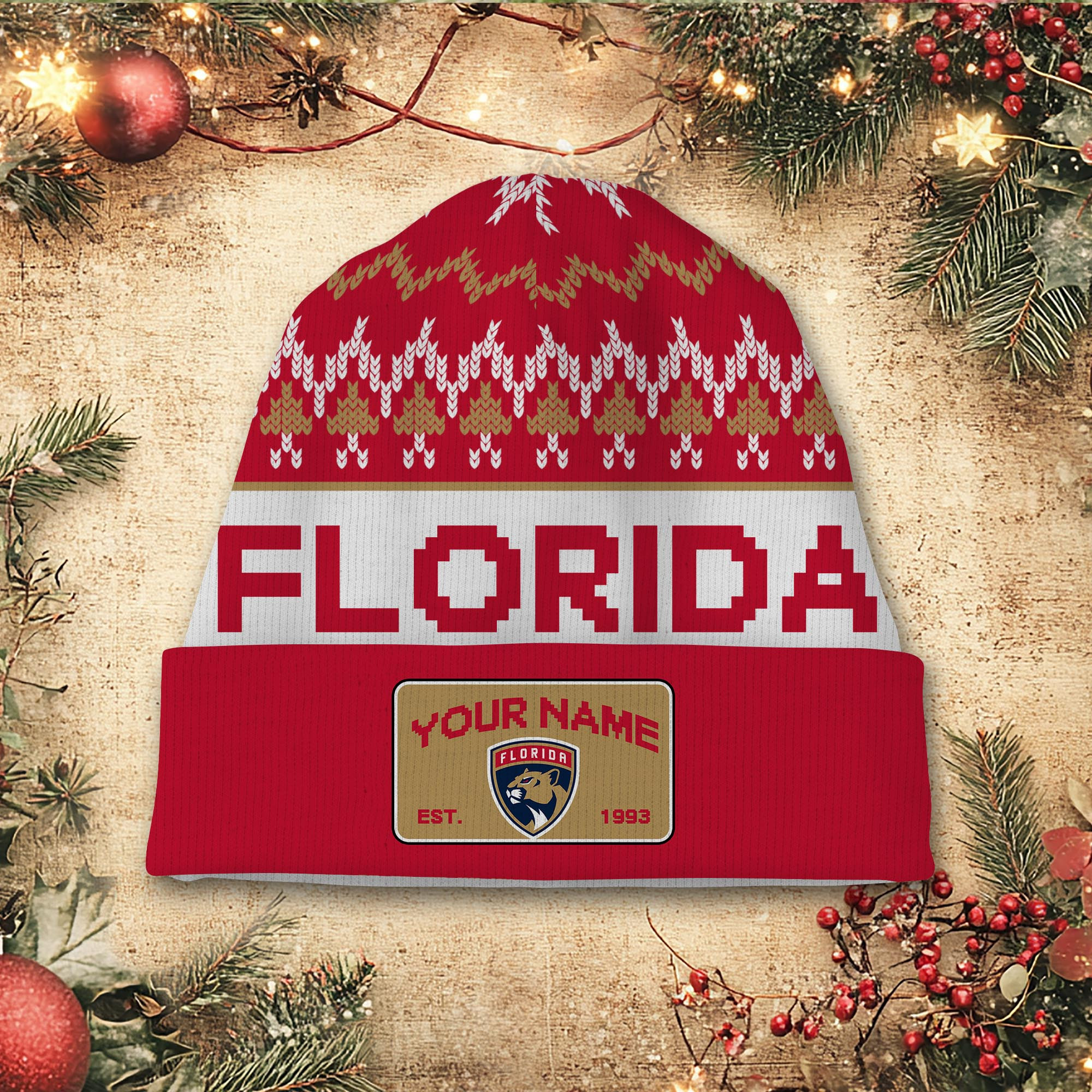 Sportswearmerch Florida Panthers NHL Christmas Beanie Hat For Fan