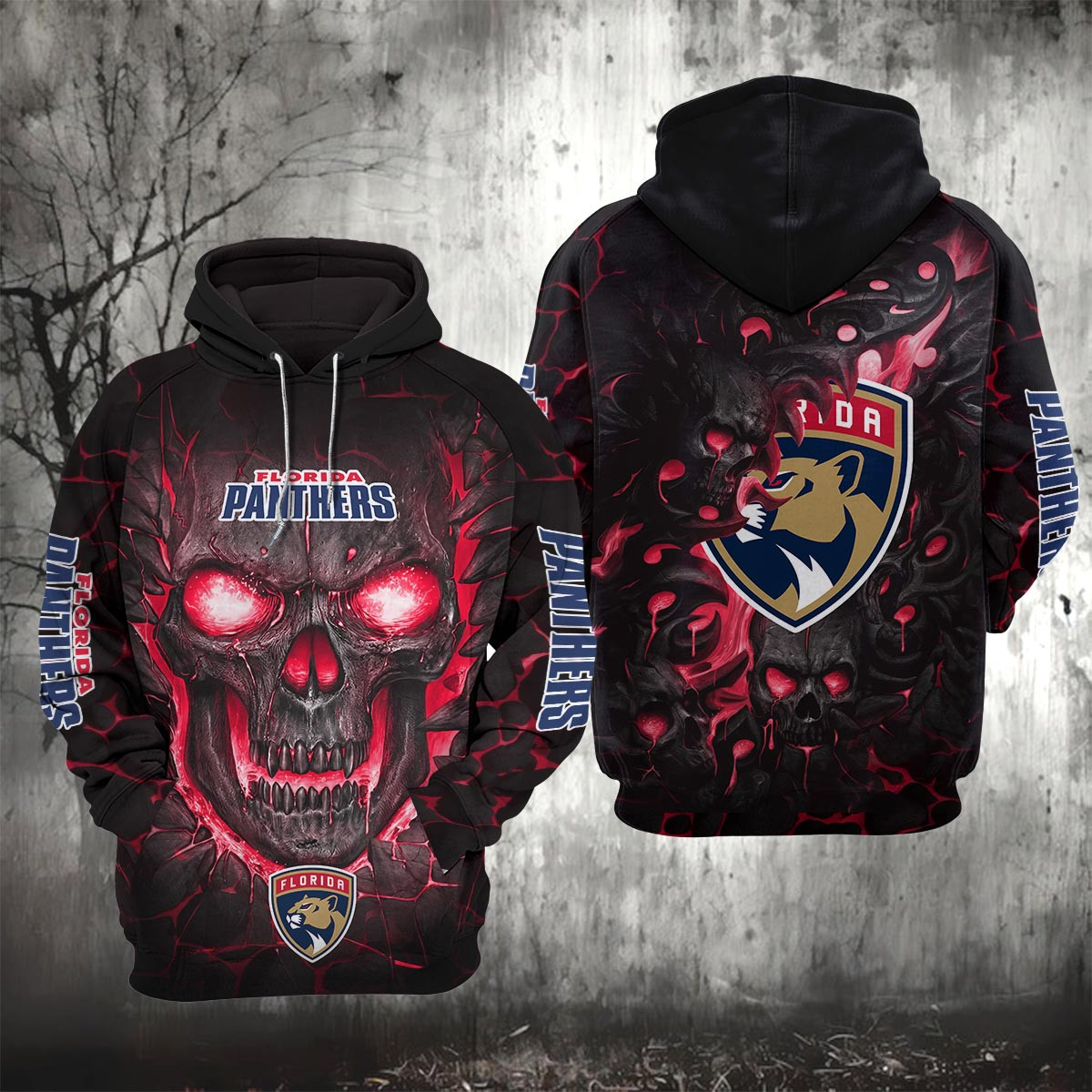 Sportswearmerch Florida Panthers NHL Lava Skull Hoodie For Fan