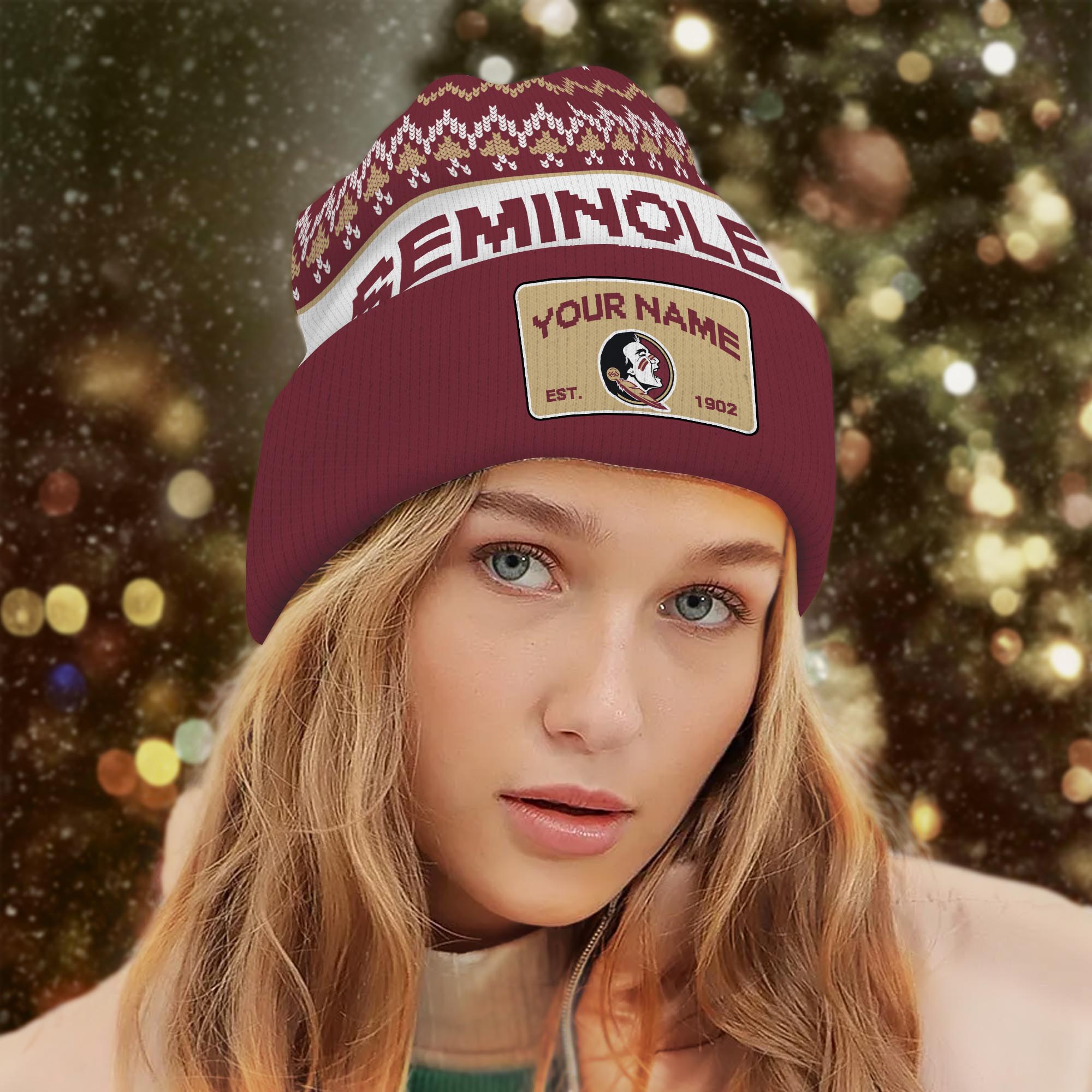 Sportswearmerch Florida State Seminoles NCAA Christmas Beanie Hat For Fan
