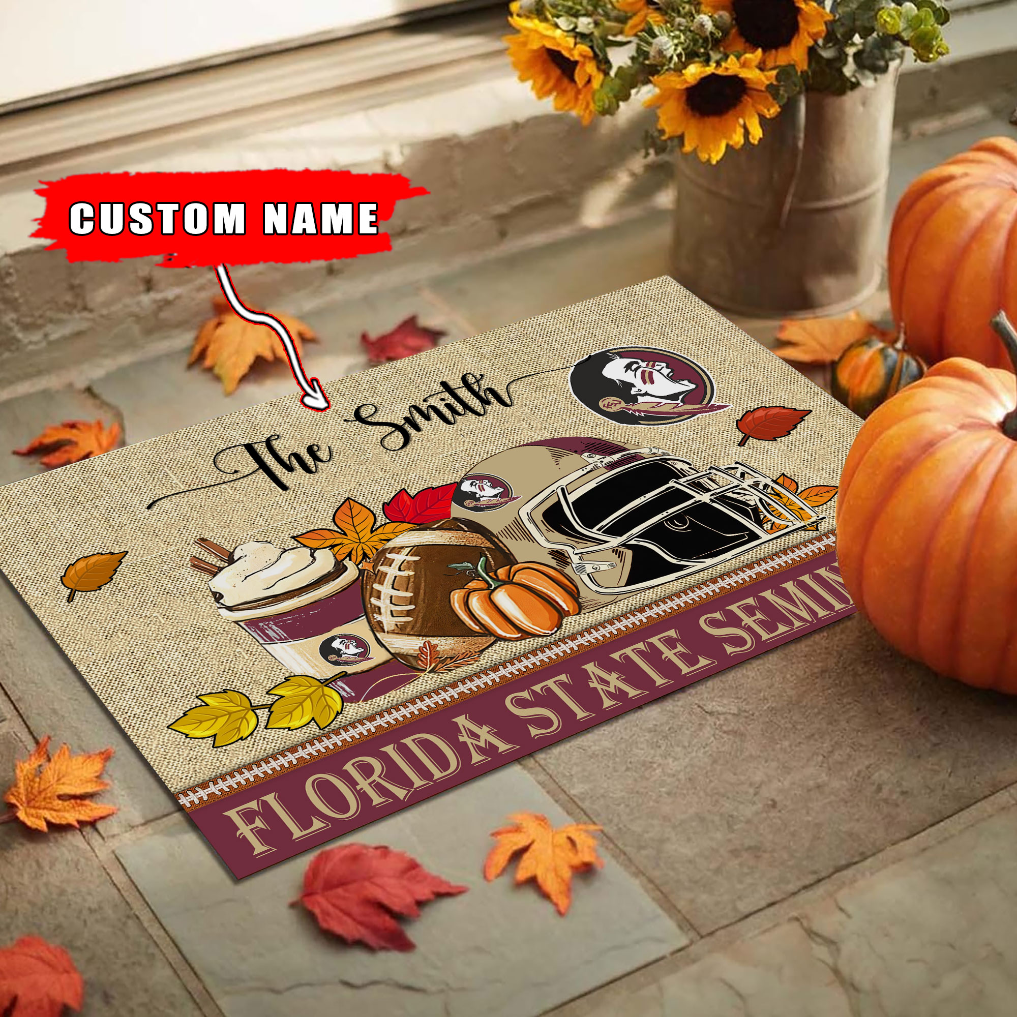 Sportswearmerch Florida State Seminoles NCAA Fall Football Custom Doormat For Fan