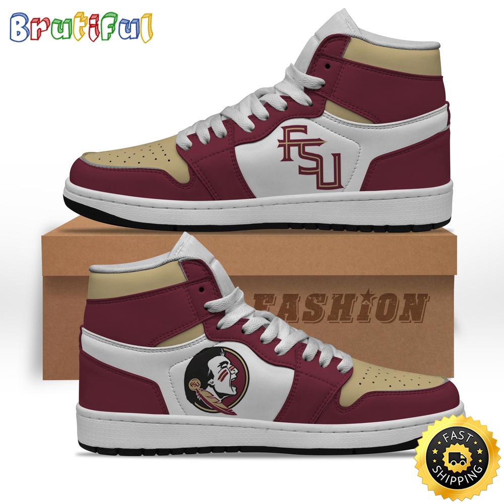 Sportswearmerch Florida State Seminoles NCAA Garnet AJ1 High Sneakers Shoes For Men And Women