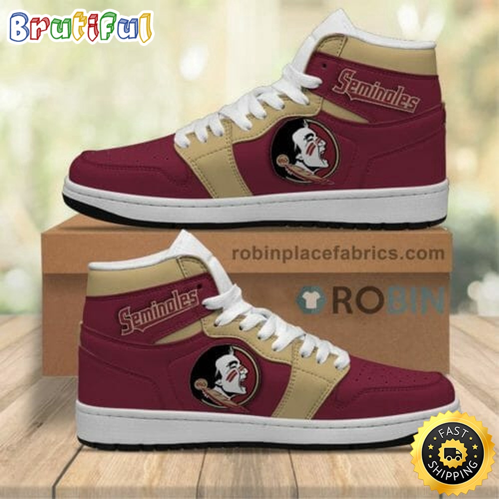 Sportswearmerch Florida State Seminoles NCAA Garnet AJ1 High Sneakers Shoes For Men And Women