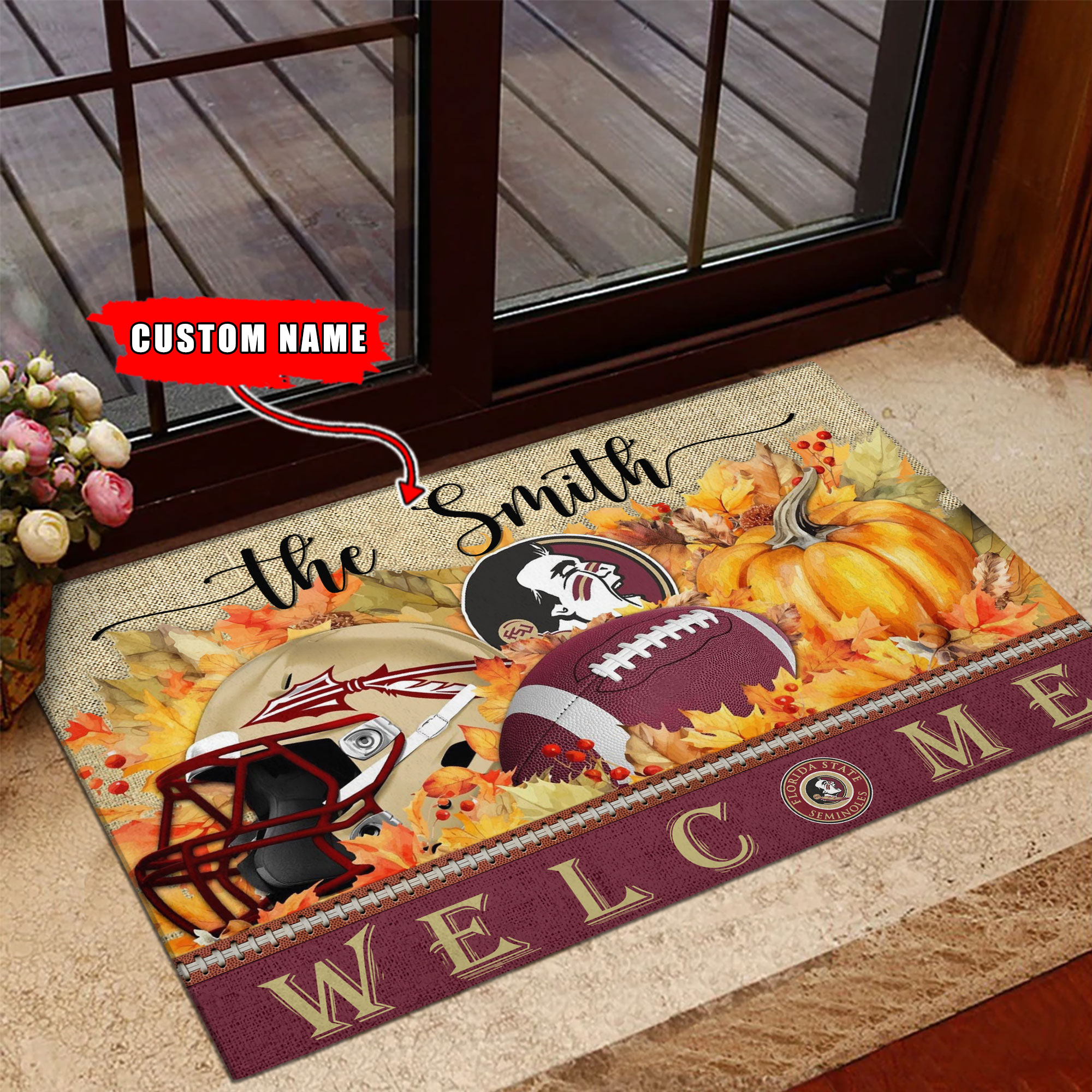 Sportswearmerch Florida State Seminoles NCAA Welcome Fall Football Doormat For Fan