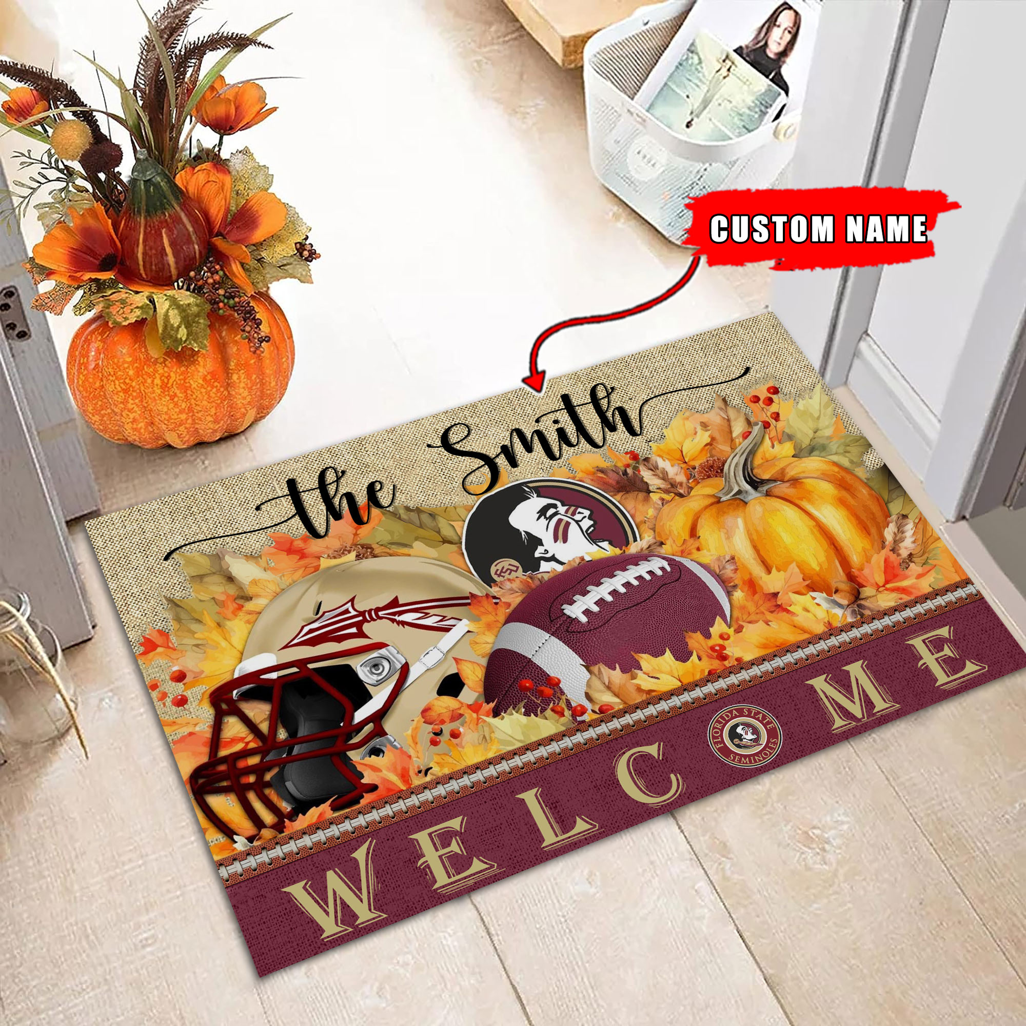 Sportswearmerch Florida State Seminoles NCAA Welcome Fall Football Doormat For Fan