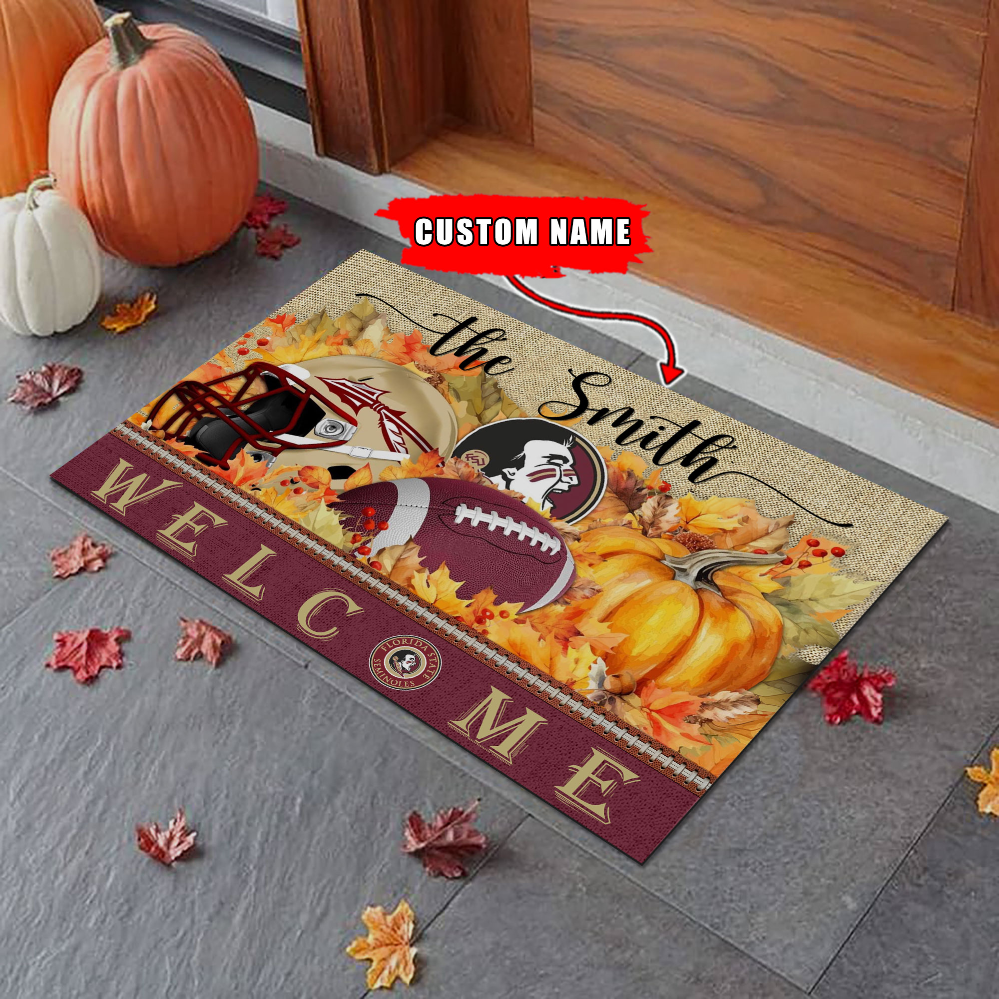 Sportswearmerch Florida State Seminoles NCAA Welcome Fall Football Doormat For Fan