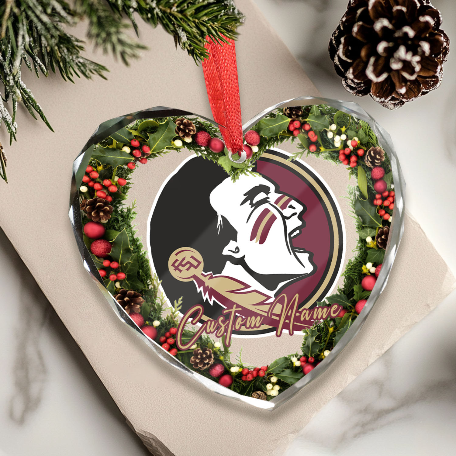 Sportswearmerch Florida State Seminoles NCAA x Christmas Glass Ornament Gift For Fans