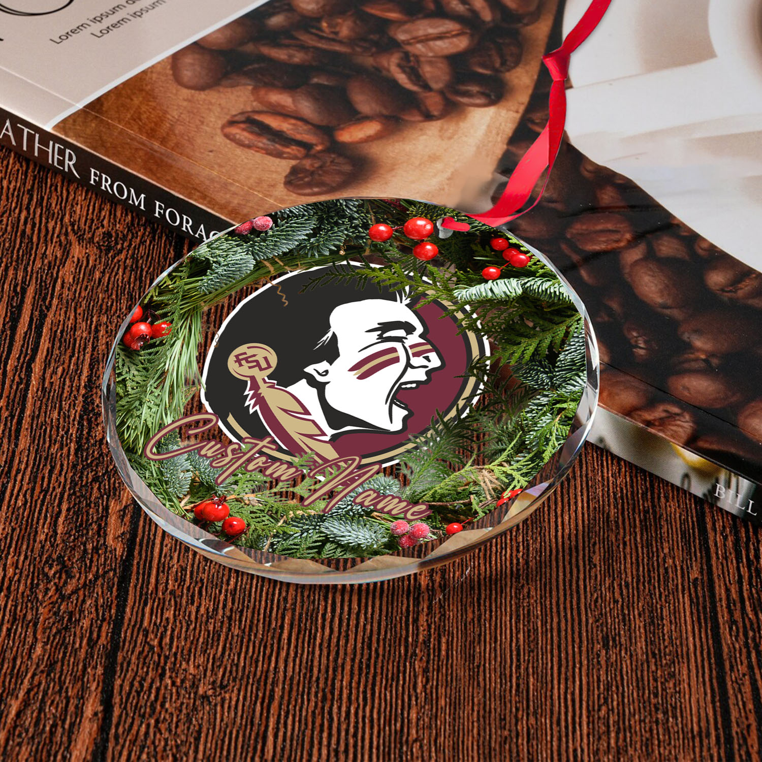 Sportswearmerch Florida State Seminoles NCAA x Christmas Glass Ornament Gift For Fans