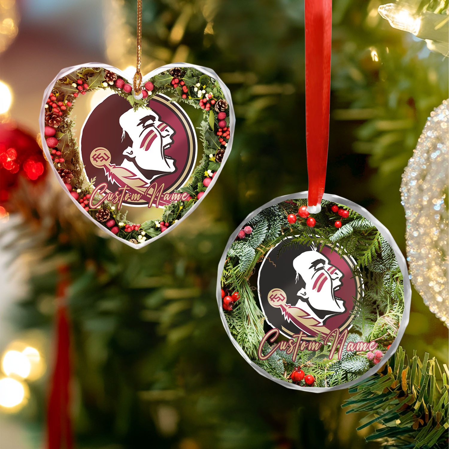 Sportswearmerch Florida State Seminoles NCAA x Christmas Glass Ornament Gift For Fans