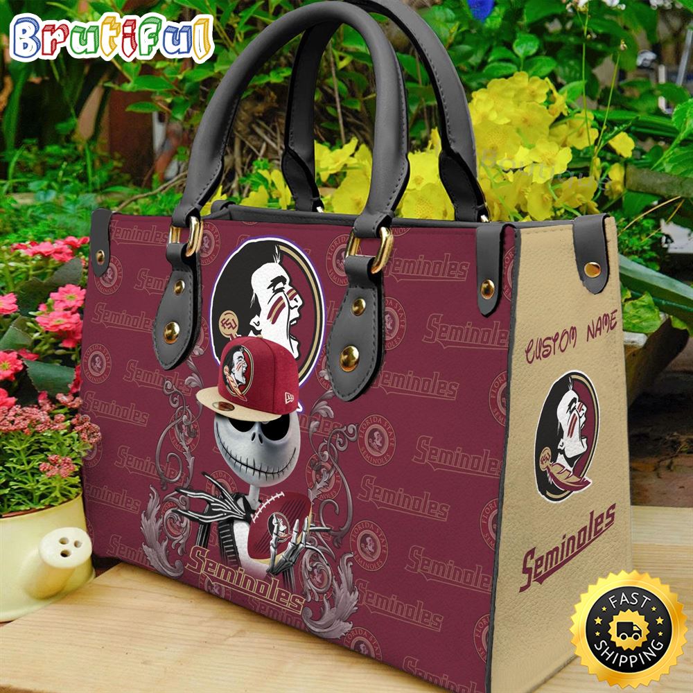 Sportswearmerch Florida State Seminoles NCAA x Jack Skellington Women Leather Bag For Fan