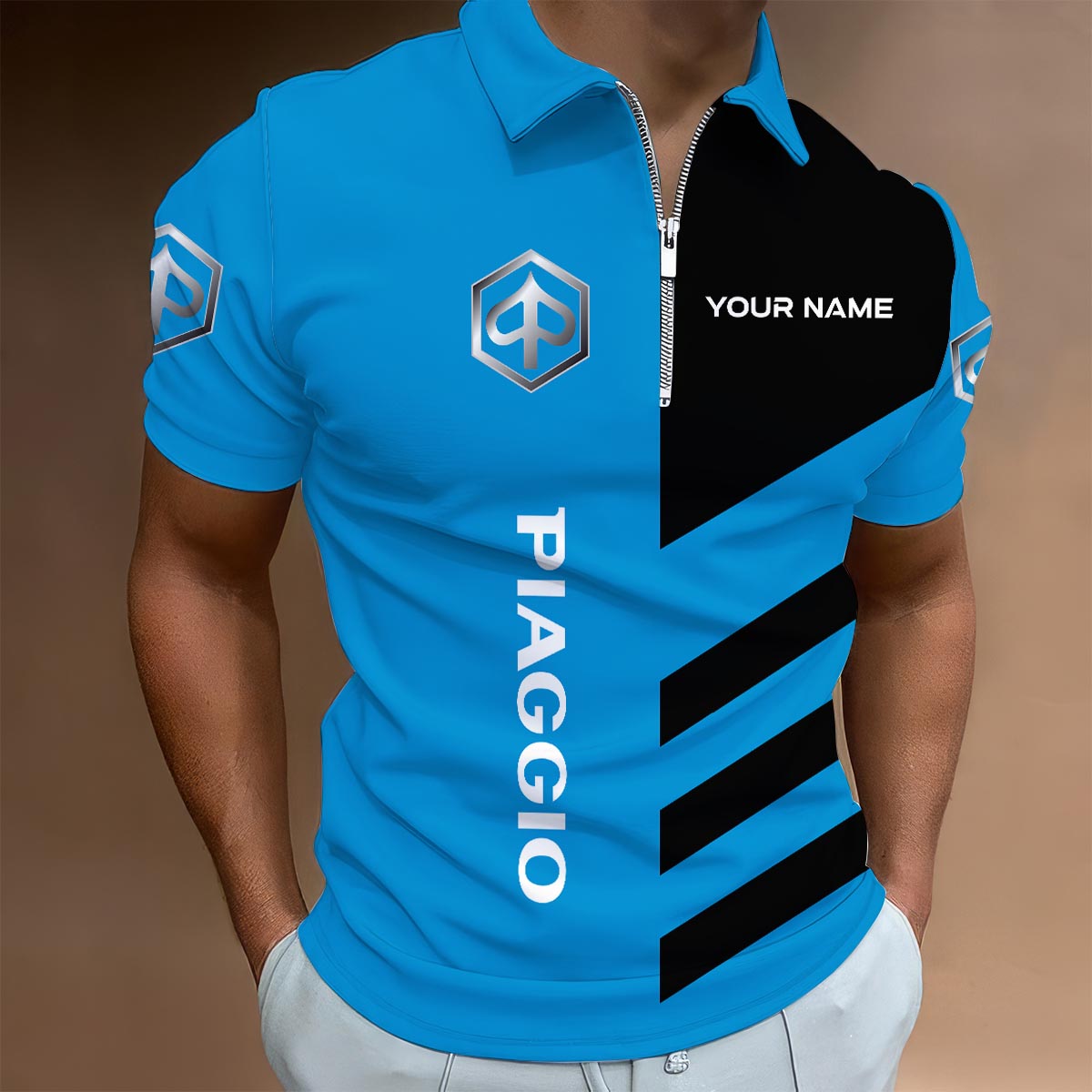 Sportswearmerch Ford Car Lapel Zip Polo Shirt For Fan