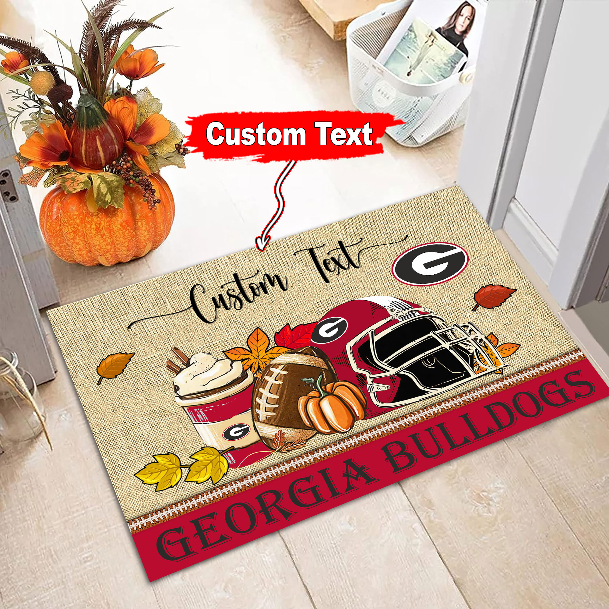 Sportswearmerch Georgia Bulldogs NCAA Fall Football Custom Doormat For Fan