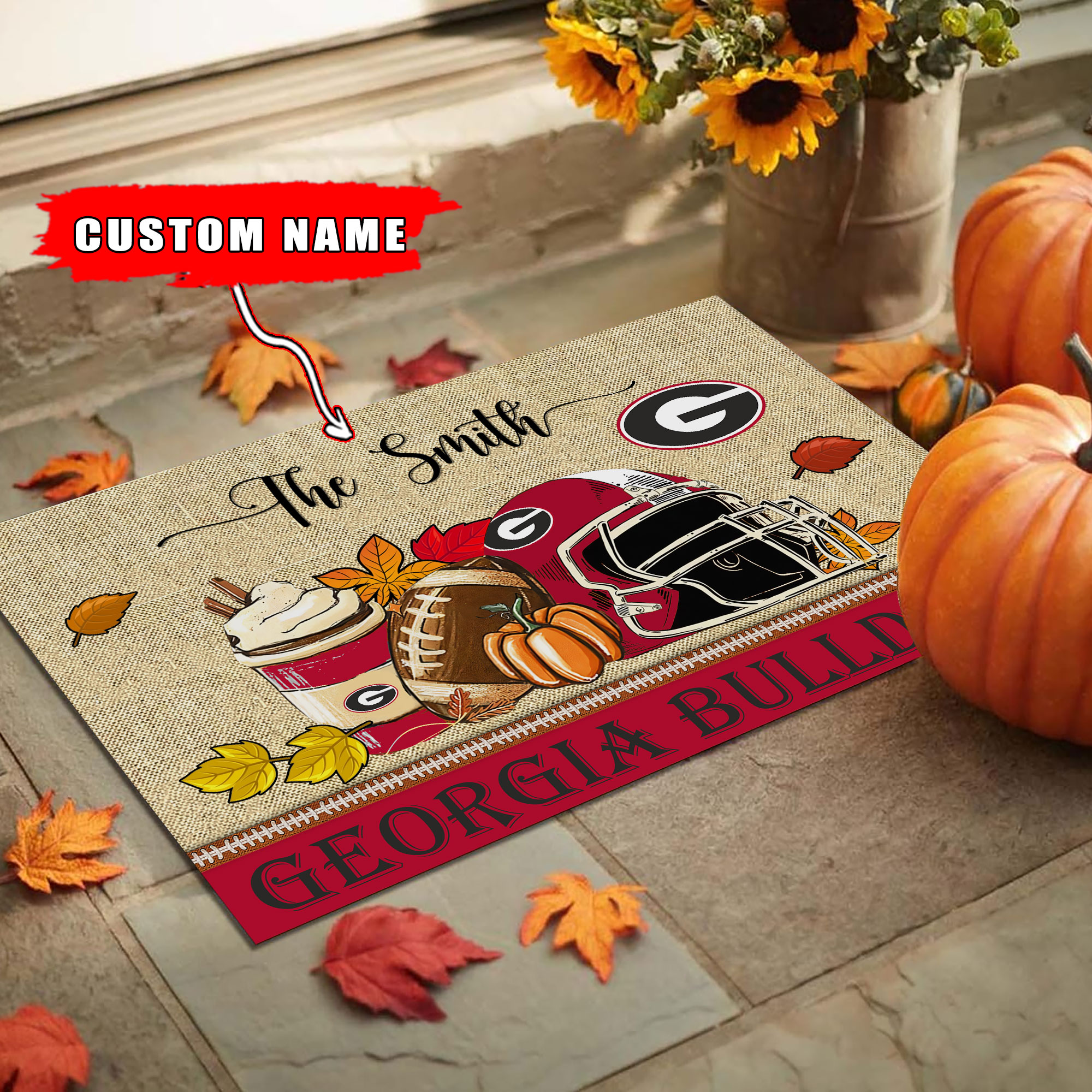 Sportswearmerch Georgia Bulldogs NCAA Fall Football Custom Doormat For Fan