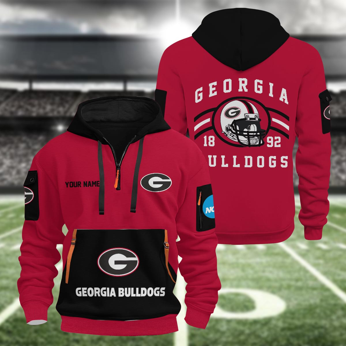 Sportswearmerch Georgia Bulldogs NCAA Half Zip Hoodie Personalized For Fan