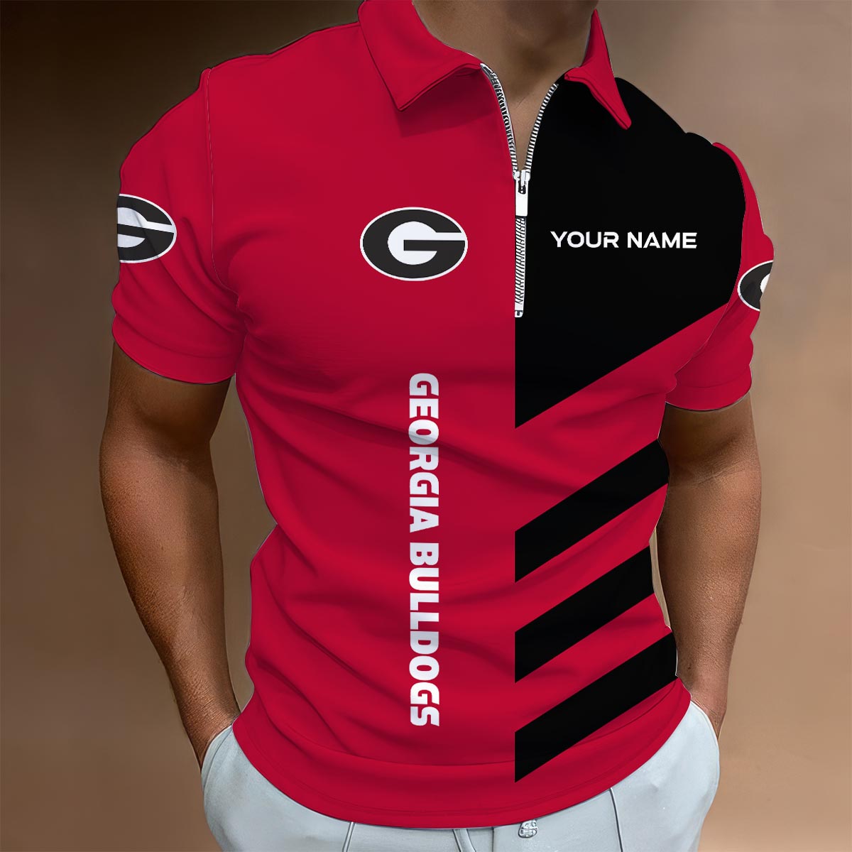 Sportswearmerch Georgia Bulldogs NCAA Lapel Zip Polo Shirt For Fan