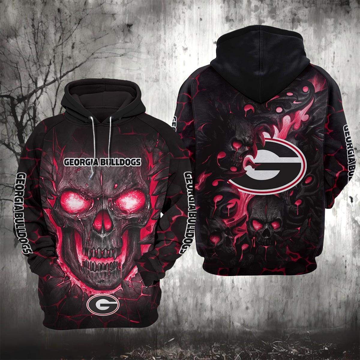 Sportswearmerch Georgia Bulldogs NCAA Lava Skull Hoodie For Fan