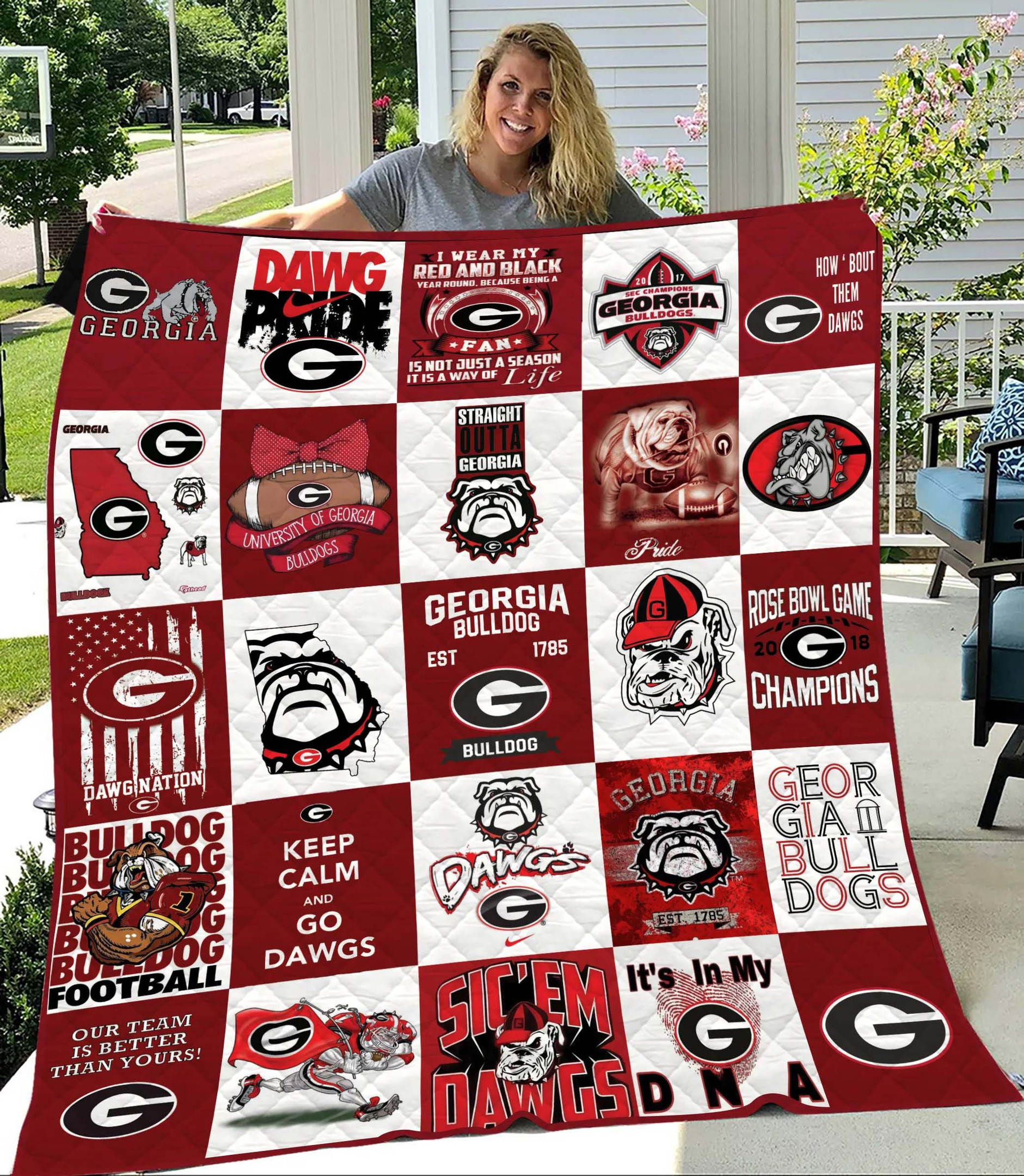 Sportswearmerch Georgia Bulldogs NCAA Quilt Blanket For Fan