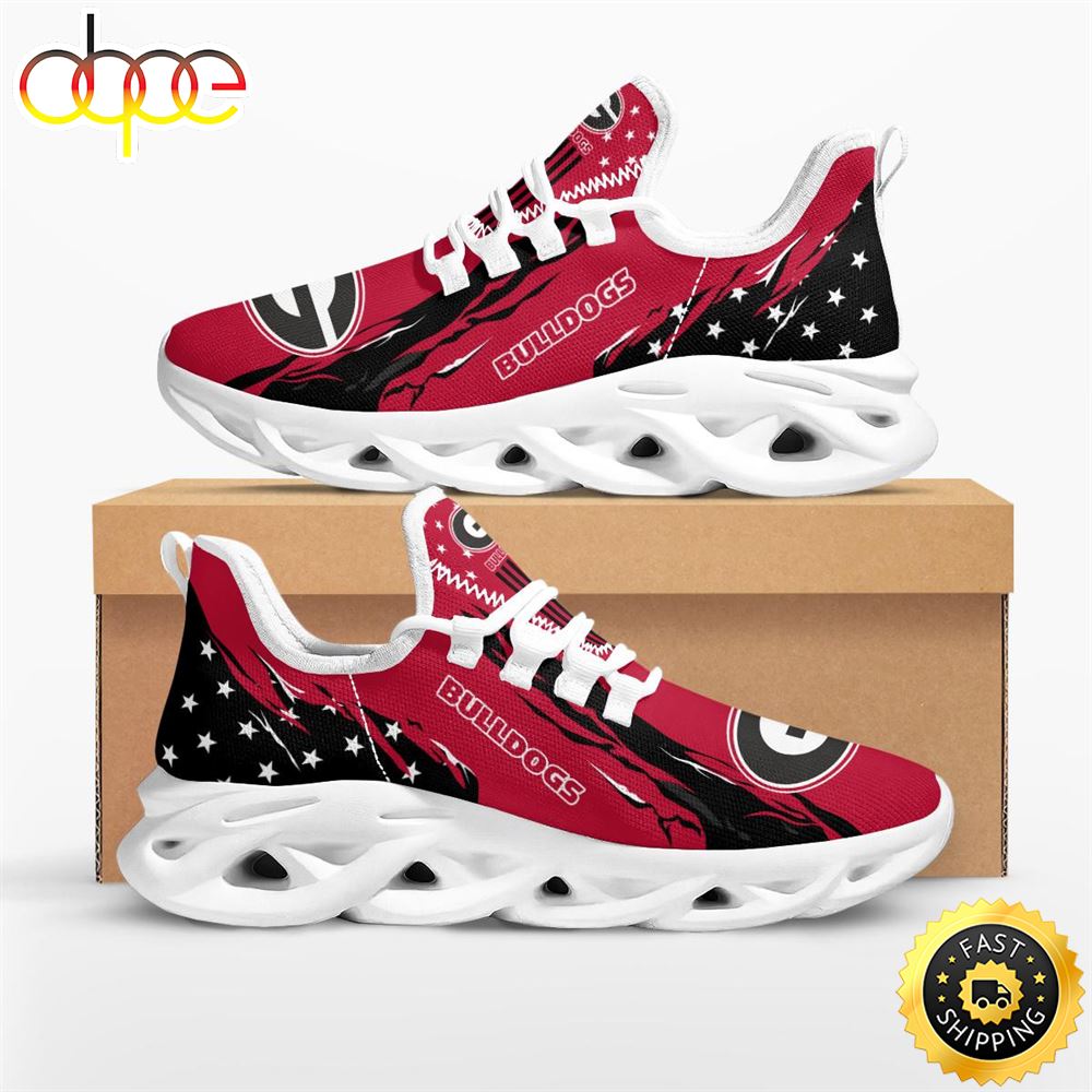 Sportswearmerch Georgia Bulldogs NCAA Stars and Stripes Max Soul Shoes Sneakers For Men And Women