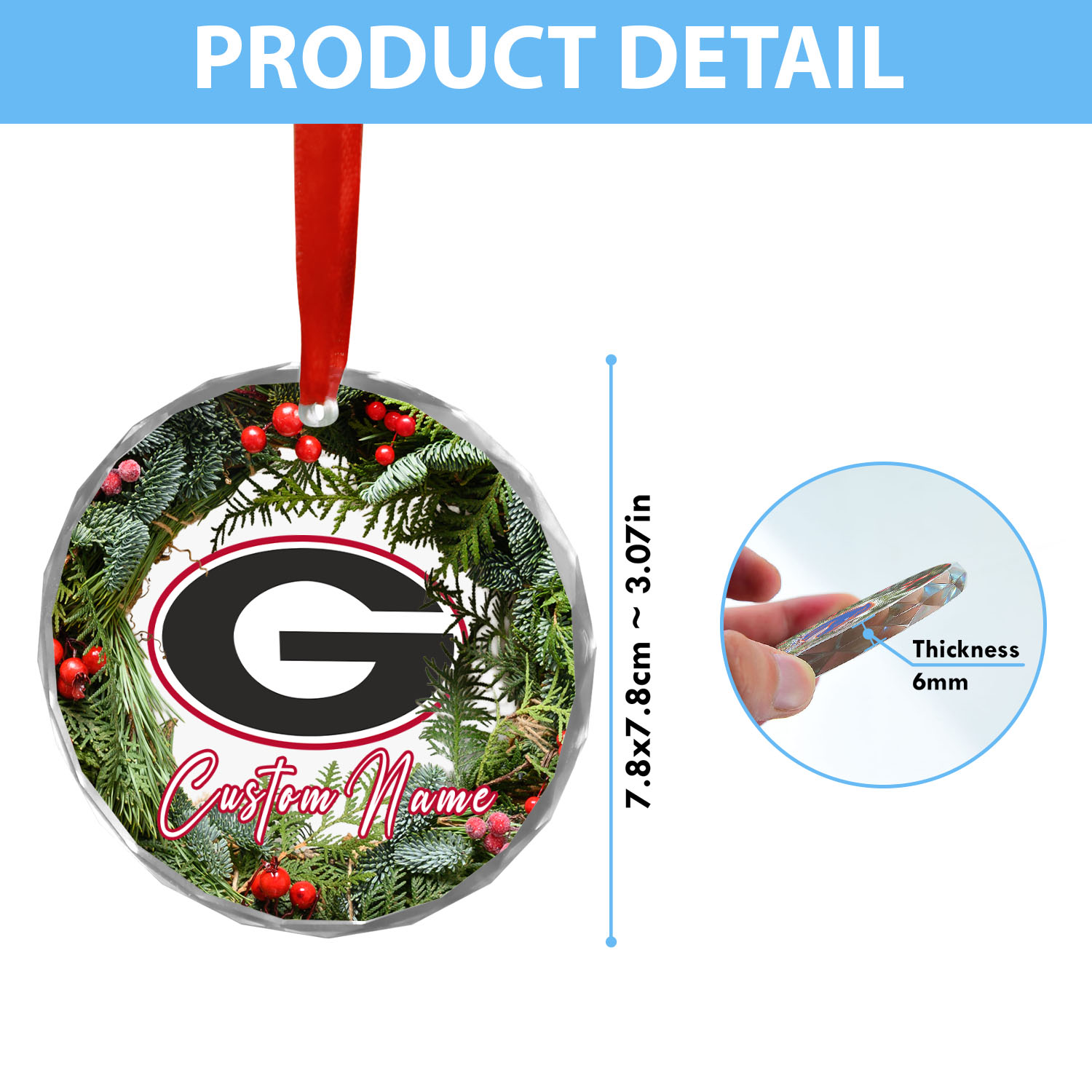 Sportswearmerch Georgia Bulldogs NCAA x Christmas Glass Ornament Gift For Fans